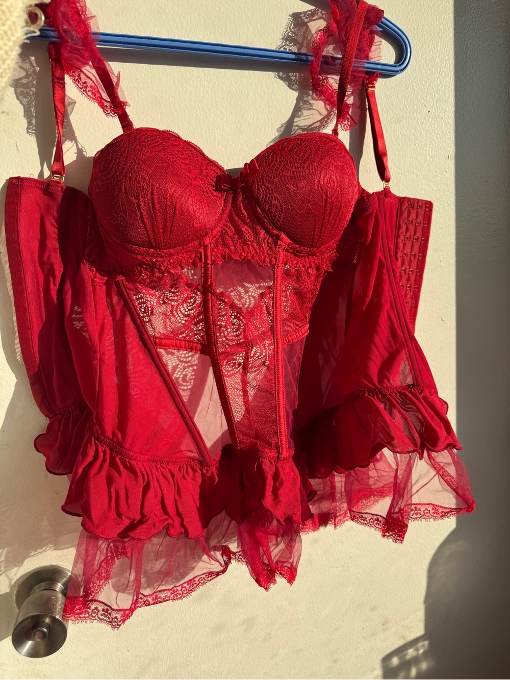 Red Lace Bustier Chemise - Women Intimates & Sleepwear